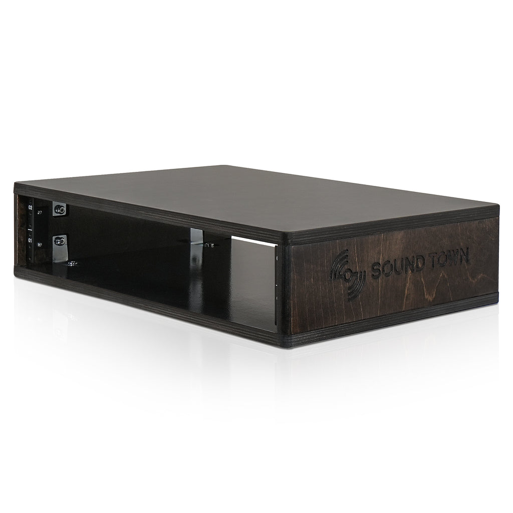 Sound Town SDRK-Y2D | DIY 2U Desktop Studio Rack for Home Studio and Recording Room, Baltic Birch Plywood, Black Espresso - Left Side Panel