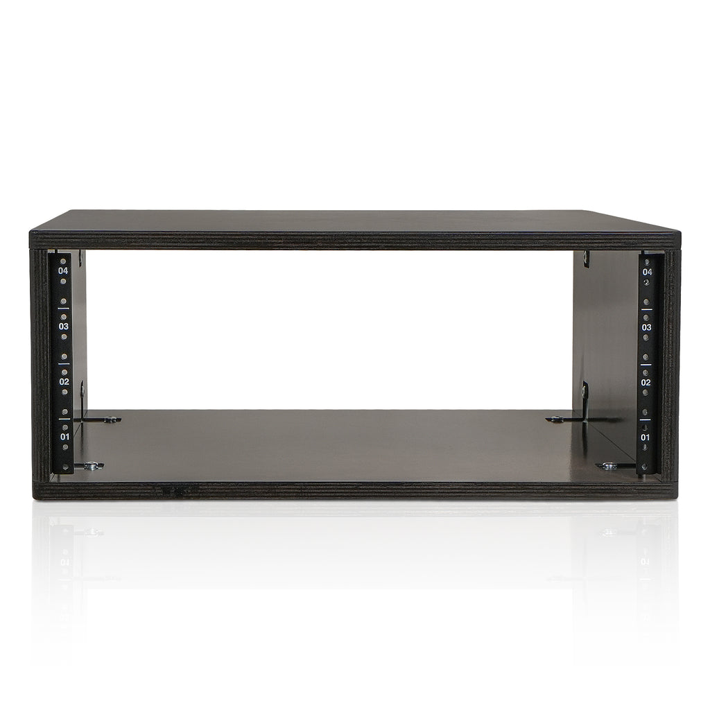 SDRK-Y4D | DIY 4U Desktop Studio Rack for Home Studio and Recording Room, Baltic Birch Plywood, Black Espresso - Front Panel