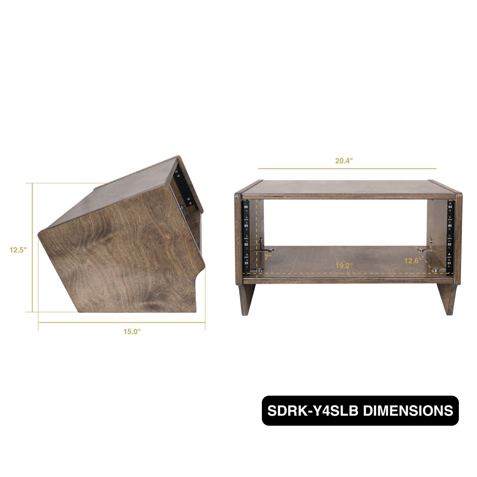 SDRK-Y4SLB | DIY 4U Angled Studio Rack w/ Plywood, Weathered Brown ...