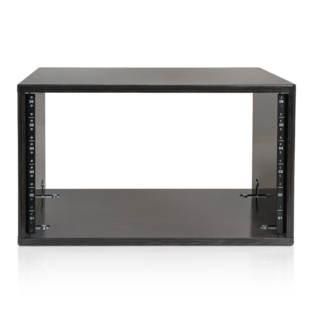 Sound Town SDRK-Y6D | DIY 6U Desktop Studio Rack for Home Studio and Recording Room, Baltic Birch Plywood, Black Espresso - Front Panel