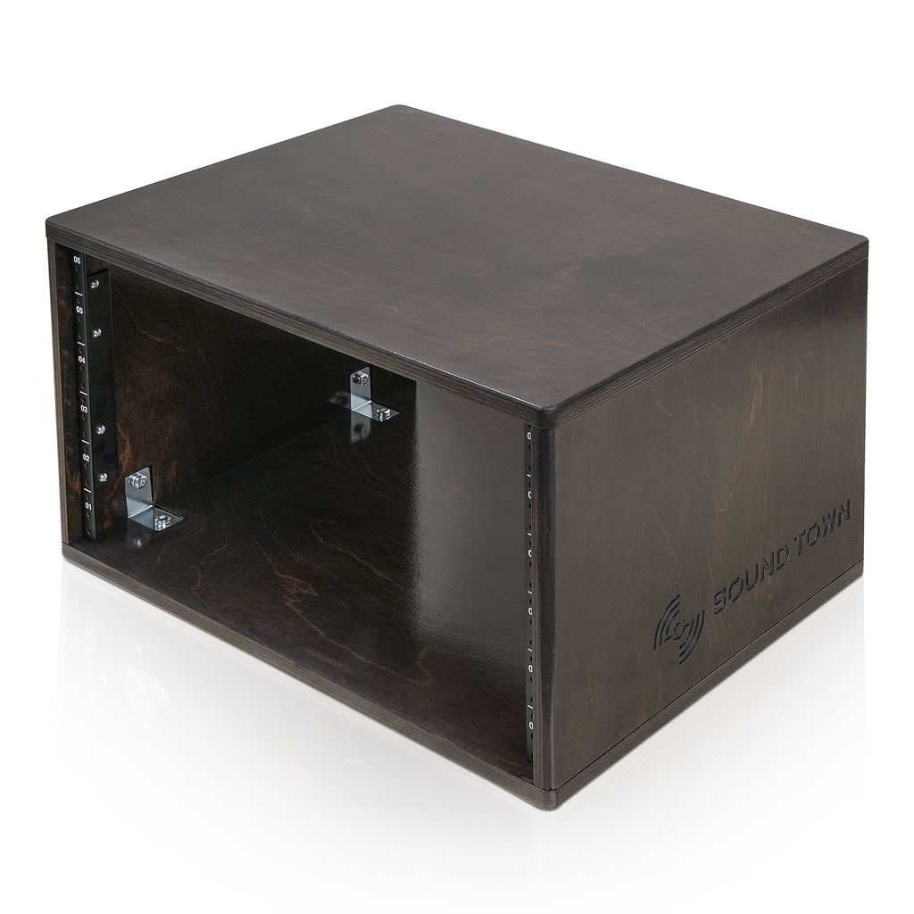 Sound Town SDRK-Y6D | DIY 6U Desktop Studio Rack for Home Studio and Recording Room, Baltic Birch Plywood, Black Espresso - Left Side Panel