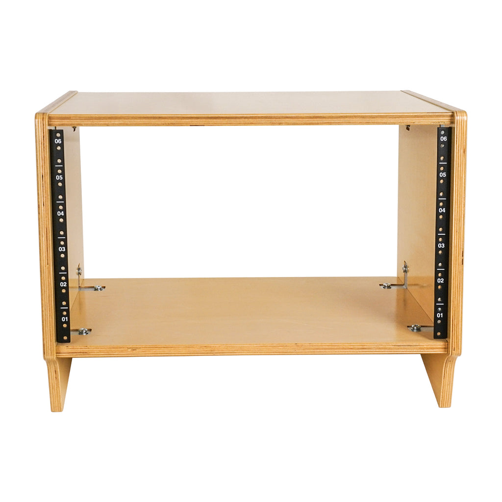 Sound Town SDRK-Y6SL DIY 6U Angled Desktop Turret Studio Rack with Baltic Birch Plywood, Golden Oak, Assembly Required - Recording Room