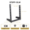 Sound Town ST2PF-12LW-R | REFURBISHED: 12U 2-Post Desktop Open-Frame Rack, for Audio/Video, Network Switches, Routers, Patch Panels - package contents, included in the box, accessories, parts list, screw sizes, size and dimensions