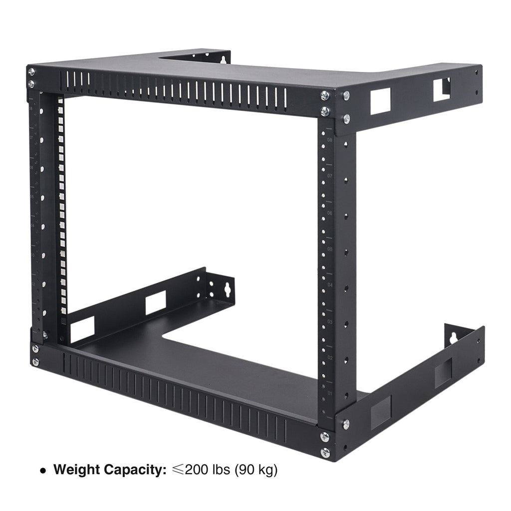 Sound Town ST2PWOR-8U-R | REFURBISHED: 2-Post 8U Wall-Mount Open Frame Rack for PA, Servers, IT Equipment, Network Devices, AV, Patch Panels, 16" Depth - Weight Capacity