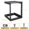 Sound Town ST2PWOR-A12U-R | REFURBISHED: 2-Post 12U Wall-Mount Open Frame PA, Server & Network Equipment Rack w/ Adjustable Depth 12"-20", Refurbished - Package Contents, Included in the Box, Size & Dimensions, Screw Sizes