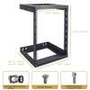 Sound Town ST2PWOR-A15U 2-Post 15U Wall-Mount Open Frame Server and Network Equipment Rack with Adjustable Depth 12"-20" - Package Contents, Included in the Box, Size and Dimensions, Screw Sizes