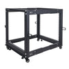 Sound Town ST4POF-A12U-R | REFURBISHED: 4-Post 12U Open Frame PA, Server, & Network Equipment Rack w/ Adjustable Depth 22"-40", Casters, Levelers, Cable Management -  Minimalist Design