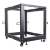 Sound Town ST4POF-A12U-R | REFURBISHED: 4-Post 12U Open Frame PA, Server, & Network Equipment Rack w/ Adjustable Depth 22"-40", Casters, Levelers, Cable Management - Steel Construction