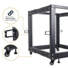 Sound Town ST4POF-A25U-R | REFURBISHED: 4-Post 25U Open Frame PA, Server & Network Equipment Rack w/ Adjustable Depth 22"-40", Casters, Levelers, Cable Management - Linked, bolted together when side by side for more storage space