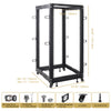 Sound Town ST4POF-A25U-R | REFURBISHED: 4-Post 25U Open Frame PA, Server & Network Equipment Rack w/ Adjustable Depth 22"-40", Casters, Levelers, Cable Management - Package contents, included in the box, parts & accessories, screw sizes