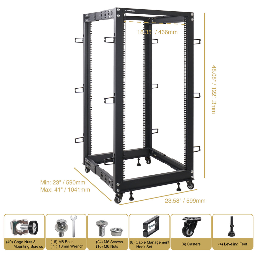 ST4POF-A25U-R | REFURBISHED: 4-Post 25U Open Frame PA, Server, Network ...
