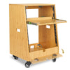 Sound Town STBR-ST12T-R | REFURBISHED: DIY Slanted-12U Studio Rack(4U Top + 8U Lower), w/2U Bottom Storage, Golden Oak-Flip-Open-Cover