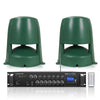 Sound Town STCA180X2OMNI62G | Commercial Residential Outdoor Speaker Amplifier Set, w/ a 6-Zone 70V/100V Amplifier w/Bluetooth, Two 6.5“ Omni Speakers, Green