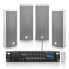 Sound Town STCA180X4CL25G | 6-Zone 70V/100V Commercial Restaurant Amplifier with Bluetooth And 4 x Dual 5-Inch Column Speakers, Grey
