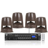 Sound Town STCA360X4OMNI62BR | Commercial Residential Outdoor Speaker Amplifier Set, w/ a 6-Zone 70V/100V Amplifier w/Bluetooth, Four 6.5“ Omni Speakers, Brown