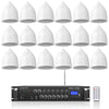 Sound Town STCA600X18PD6W | 6-Zone 70V/100V Commercial Restaurants Bluetooth Amplifier And 18 Weather-Resistant 6.5-Inch Pendant Speaker Set, White
