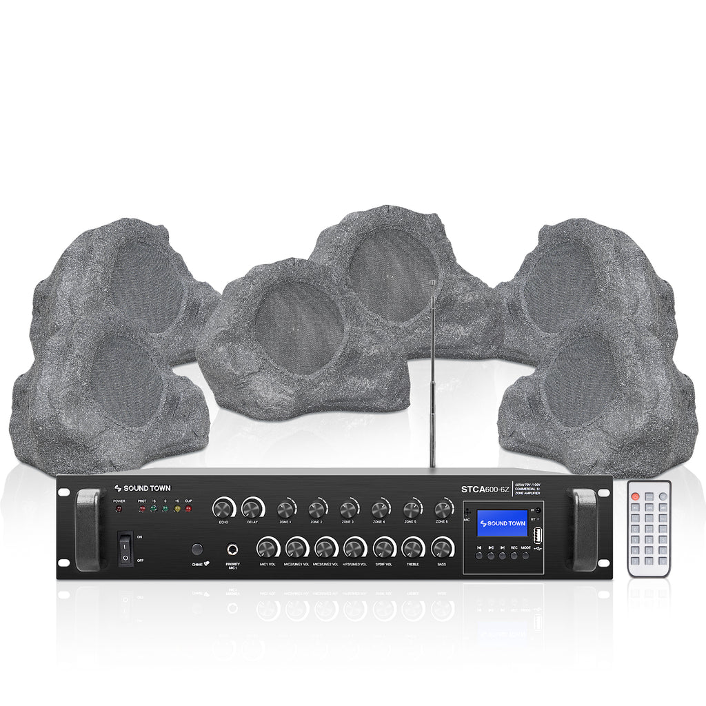 STCA600X6RK82G | 6-Zone 70V/100V Commercial Amplifier + 6 x 8