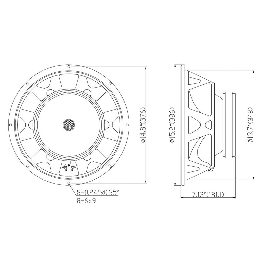 Sound Town STLF-1504-4-R | REFURBISHED: 15" 600W Raw Woofer Speaker with 4" Voice Coil, 100 oz Magnet, Replacement Woofer for PA/DJ Subwoofer, 4-ohm - Mounting Information