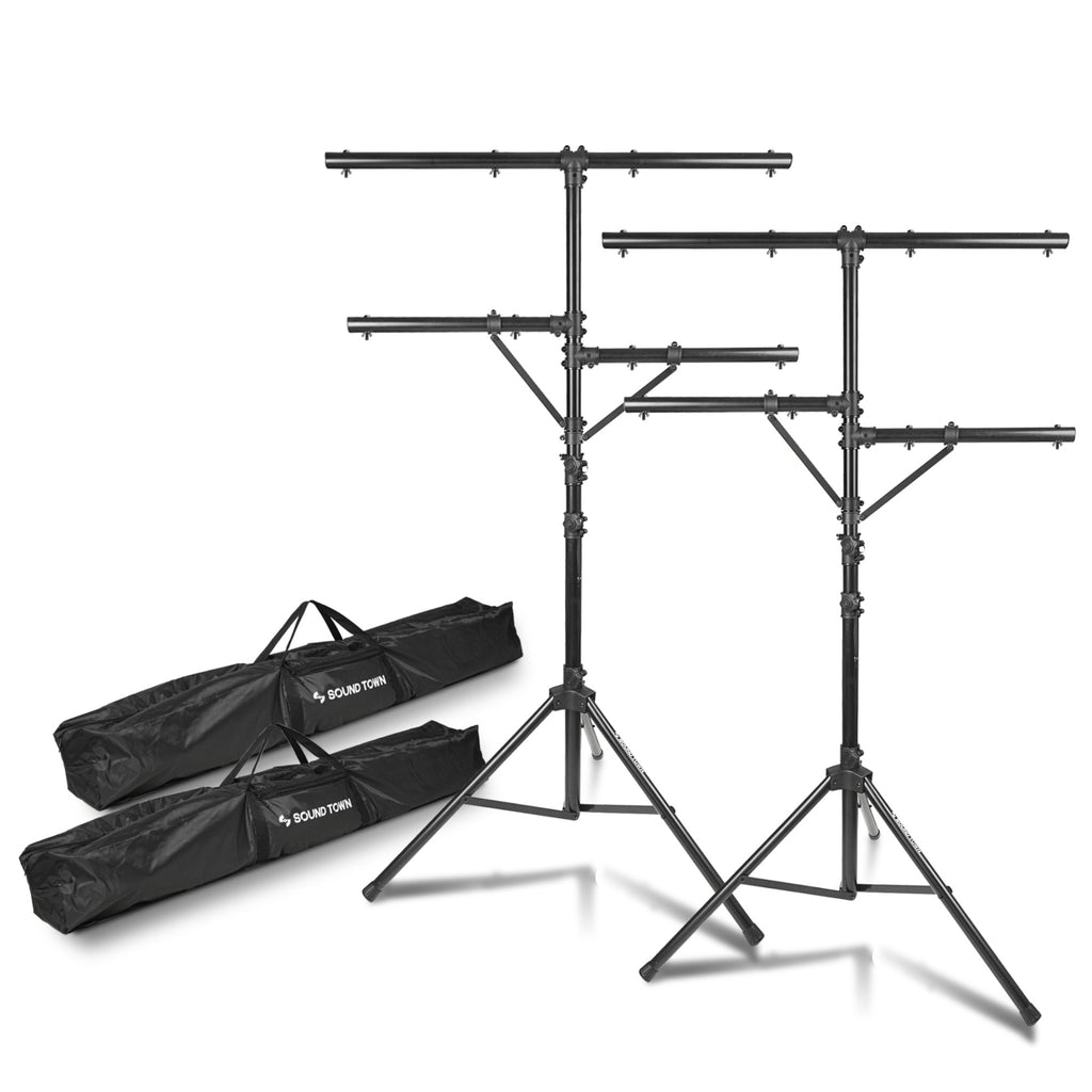 STLS-M09-PAIR | 2-Pack 9ft DJ Lighting Stand, Height Adjustable, w/  Side-bars and Tripod Base – Sound Town