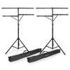 Sound Town STLS-M12-PAIR | 2-Pack DJ Lighting Stand, Height Adjustable, 12 ft Tall, with Side-bars and Tripod Base-Comes with a Convenient Carry Bag for Easy Transport and Storage