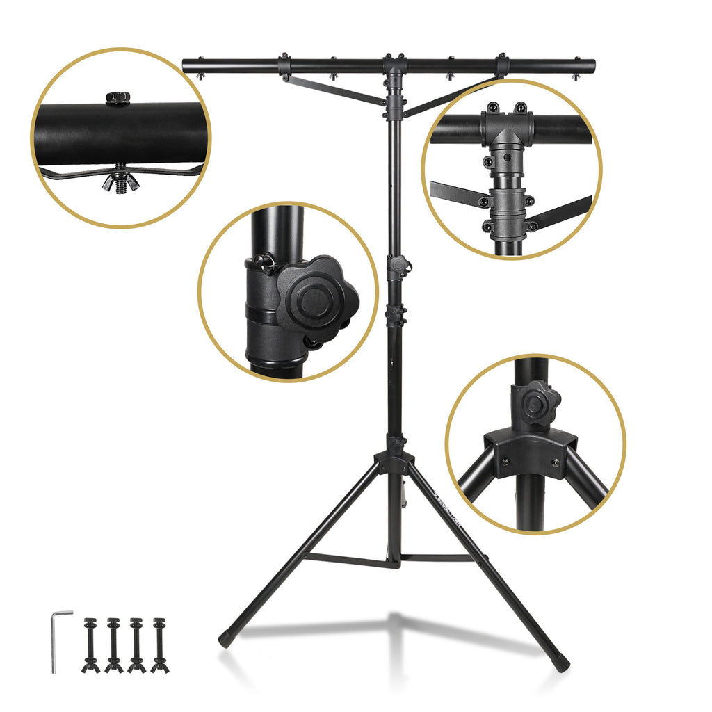 STLS-T09 | 9 ft Tall DJ Lighting Stand, Height Adjustable, with T-Bar and  Tripod Base – Sound Town