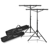 Sound Town STLS-T09-PAIR | 2-Pack DJ Lighting Stand, Height Adjustable, 9 ft Tall, with T-Bar and Tripod Base - Comes with a Convenient Carry Bag for Easy Transport and Storage