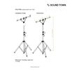 Sound Town STLS-T09-PAIR | 2-Pack DJ Lighting Stand, Height Adjustable, 9 ft Tall, with T-Bar and Tripod Base - Installation Guide and Dimensions