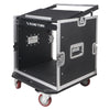 Sound Town STMR-10UW-R | REFURBISHED: 10U (10 Space) PA/DJ Road/Rack ATA Case with 11U Slant Mixer Top and Casters - Flight Case