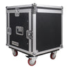 Sound Town STMR-10UW-R | REFURBISHED: 10U (10 Space) PA/DJ Road/Rack ATA Case with 11U Slant Mixer Top and Casters - Portable, Transportable