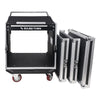 Sound Town STMR-10UW-R | REFURBISHED: 10U (10 Space) PA/DJ Road/Rack ATA Case with 11U Slant Mixer Top and Casters - Removable Front, Top, Back Covers
