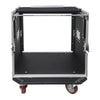Sound Town STMR-10UW-R | REFURBISHED: 10U (10 Space) PA/DJ Road/Rack ATA Case with 11U Slant Mixer Top and Casters - Front & Back Covers for Easy Access, Back View