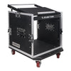 Sound Town STMR-10UW-R | REFURBISHED: 10U (10 Space) PA/DJ Road/Rack ATA Case with 11U Slant Mixer Top and Casters - Touring Grade