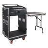 Sound Town STMR-16TD3 16U PA DJ Pro Audio Rack/Road ATA Case with 11U Slant Mixer Top, Locking Drawer, Side Table, 20" Rackable Depth and Casters - Side Table