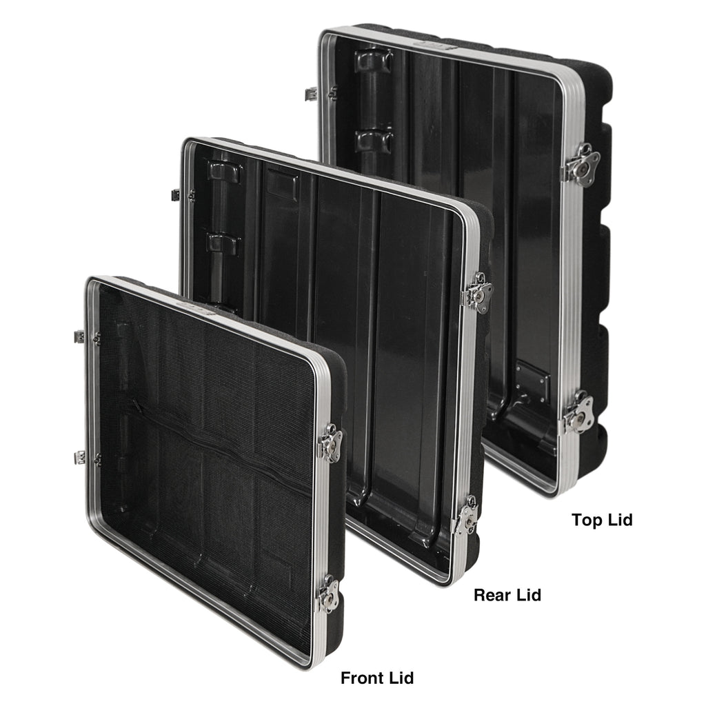 Sound Town STMR-A10X8UW-R | REFURBISHED: 8U Lightweight and Compact ATA ABS Rack Case, with Slant Mixer Top, Casters, 21" Depth, 10U Top , 8U Side Spaces - Removable Top, Rear, Front Lid Covers