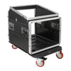 Sound Town STMR-A10X8UW-R | REFURBISHED: 8U Lightweight and Compact ATA ABS Rack Case, with Slant Mixer Top, Casters, 21" Depth, 10U Top , 8U Side Spaces - without Covers Left View