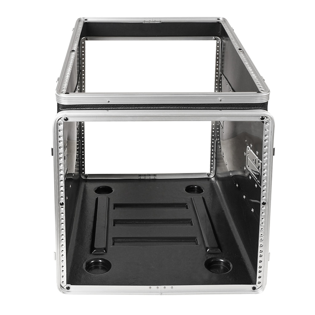 Sound Town STMR-A12X10U-R | REFURBISHED: Lightweight and Compact 10U ATA ABS Rack Case, with Slant Mixer Top, 24.5" Depth, 12U Top and 10U Side Spaces - without Covers Front View