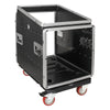 Sound Town STMR-A12X10UW | 10U Lightweight and Compact ATA ABS Rack Case, with Slant Mixer Top, Casters, 24.5" Depth, 12U Top , 10U Side Spaces - without Covers Left View