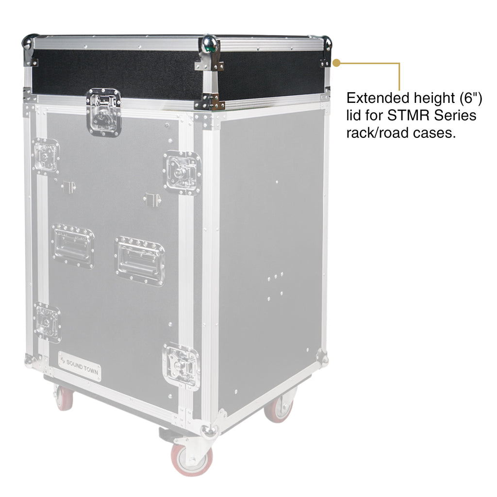 Sound Town STMR-LID6 | Heavy-Duty Plywood Replacement Lid with 6" Extended Internal Height for STMR Series Rack/Road Case - 9mm Plywood