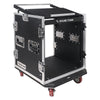 Sound Town STMR-S12UW-R | REFURBISHED: 12U PA/DJ Road/Rack ATA Case w/ Enhanced 1/2" (12mm) Plywood, 11U Slant Mixer Top, 20.2" Rackable Depth and Casters - Dual Spring Handles on Each Side