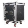 Sound Town STMR-S12UW-R | REFURBISHED: 12U PA/DJ Road/Rack ATA Case w/ Enhanced 1/2" (12mm) Plywood, 11U Slant Mixer Top, 20.2" Rackable Depth and Casters - Heavy Duty Plywood