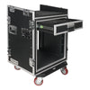 Sound Town STMR-SP12UW | Shock Mount 12U (12 Space) PA/DJ Rack/Road ATA Case with 20.2" Rackable Depth, 11U Slant Mixer Top and Casters -  2U Drawer