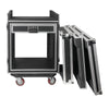 Sound Town STMR-SP12UW | Shock Mount 12U (12 Space) PA/DJ Rack/Road ATA Case with 20.2" Rackable Depth, 11U Slant Mixer Top and Casters - Heavy Duty