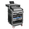 Sound Town STMR-SP12UW | Shock Mount 12U (12 Space) PA/DJ Rack/Road ATA Case with 20.2" Rackable Depth, 11U Slant Mixer Top and Casters - Laptop Platofrm
