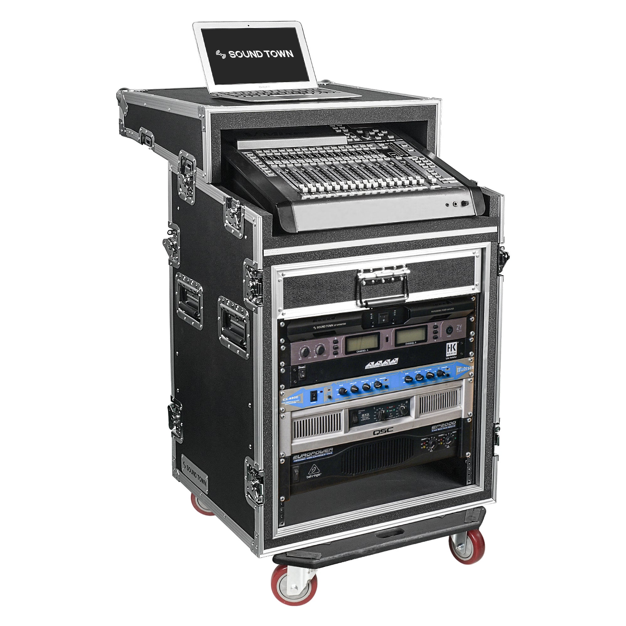 STMR-SP12UW | Shock Mount 12U 12-Space PA/DJ Rack/Road Case w/ Mixer ...