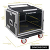 Sound Town STMR-SP8UW-R REFURBISHED: Shock Mount 8U (8 Space) PA/DJ Rack/Road ATA Case with 20.2" Rackable Depth, 11U Slant Mixer Top and Casters - Size and Dimensions