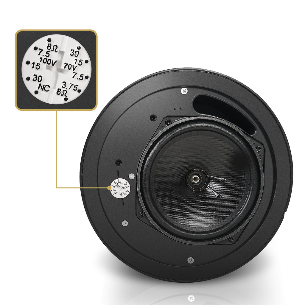 Sound Town STPDS-65B-R | REFURBISHED: 6.5" Weather-resistant Pendant Speaker, 70V/100V/8-Ohm, Indoor/Outdoor Commercial Speaker for Home and Commercial Installation, Black - Transformer Control Panel/Plate