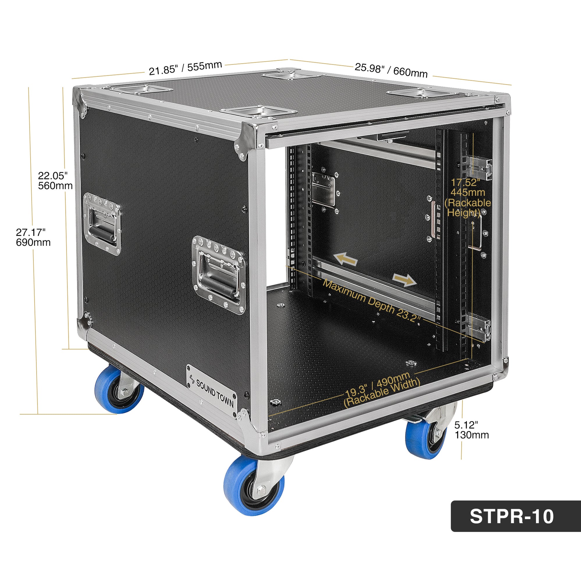 10u Rack Insert STPR-10 | 10U Slam Rack Road Case, Retractable Sliding Doors ...
