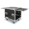 Sound Town STPR-10 | 10U Slam Rack Road Case, Retractable Sliding Doors, Adjustable Depth, Stackable, Casters, 12mm PVC-Laminated Plywood, for PA/DJ Gear