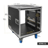 Sound Town STPR-12 | 12U Slam Rack Road Case, Retractable Sliding Doors, Adjustable Depth, Stackable, Casters, 12mm PVC-Laminated Plywood, for PA/DJ Gear - Size and Dimensions