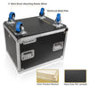 Sound Town STPR-12 | 12U Slam Rack Road Case, Retractable Sliding Doors, Adjustable Depth, Stackable, Casters, 12mm PVC-Laminated Plywood, for PA/DJ Gear - 4" Silent Shock-Absorbing Rubber Wheels and Reinforced Metal Plates